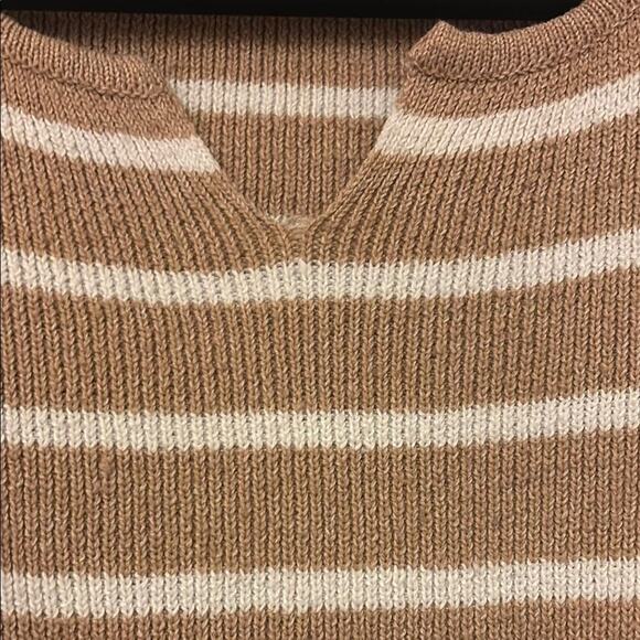 Tan and White Striped Knit Sweater-EUC - Picture 4 of 4